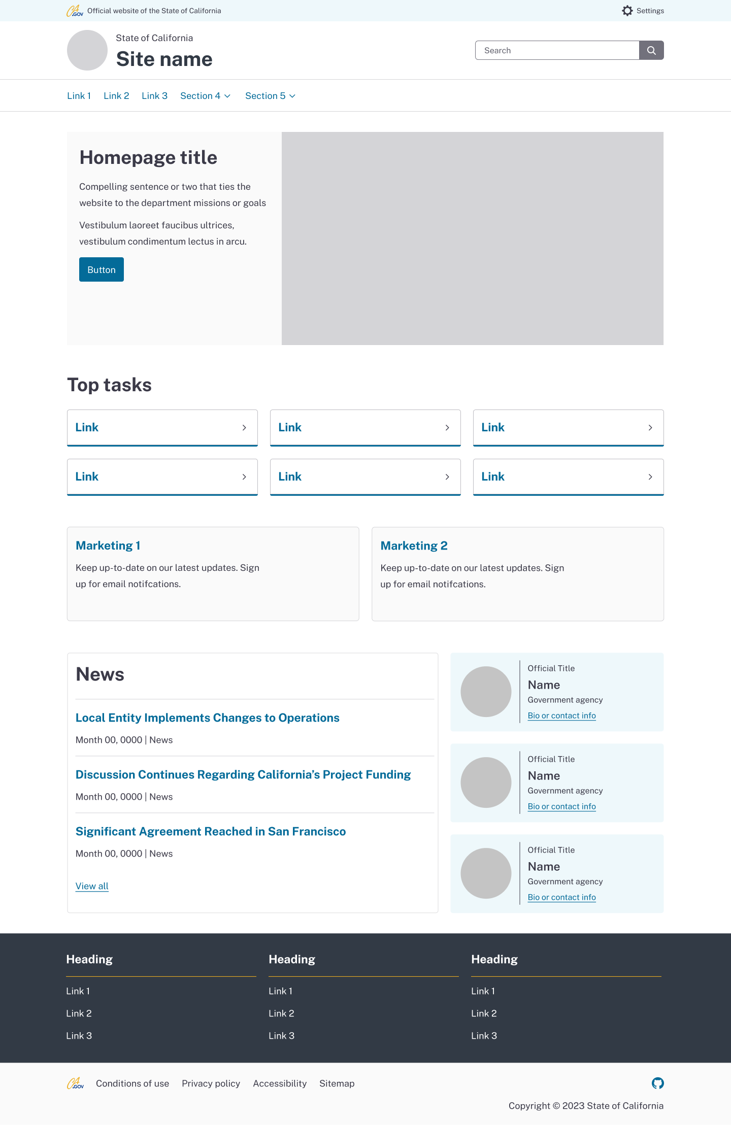 sample page layouts with executive profiles arrangements