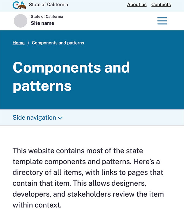 Side navigation with banner header